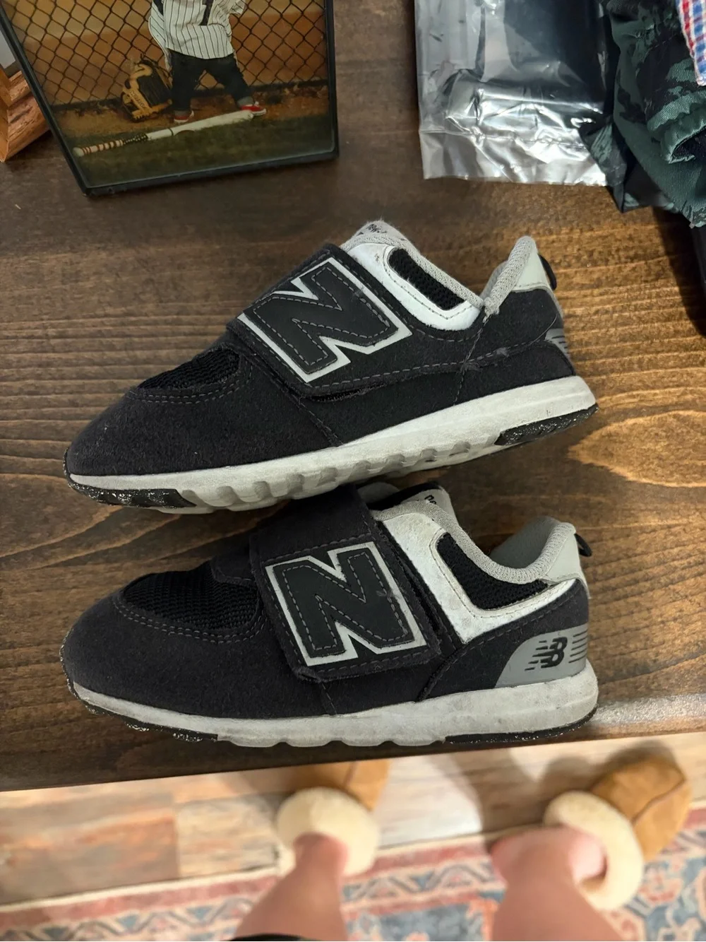 New Balance 574 Hook & Loop Toddler Sneakers Black Size 9C